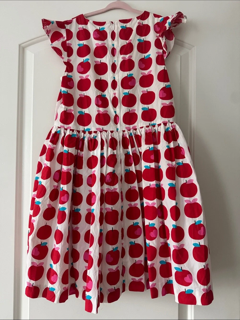Jacadi White Dress with Red Apple Print
